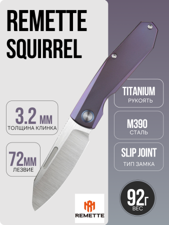 Нож Remette Squirrel, M390, Titanium Blue Handle, RTDP-C